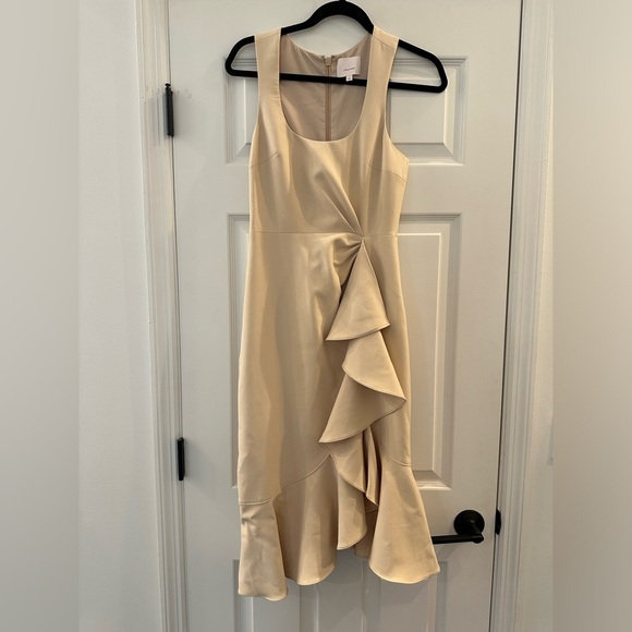 Cinq a Sept Ruffle Angela Sleeveless Dress size 2 sand tan beige - Picture 4 of 7